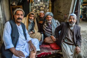Locals having chai in the Kabul Bazaar