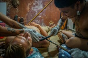 Getting a Hand Tapped Dayak Tattoo in Borneo